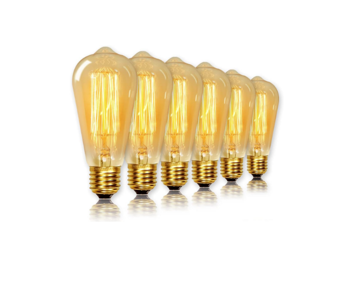 Picture of Vintage Light Bulbs with E27 Edison Screw Cap, Squirrel Cage Shaped Filament Bulb, 2700K Warm White Dimmable - pack of 6