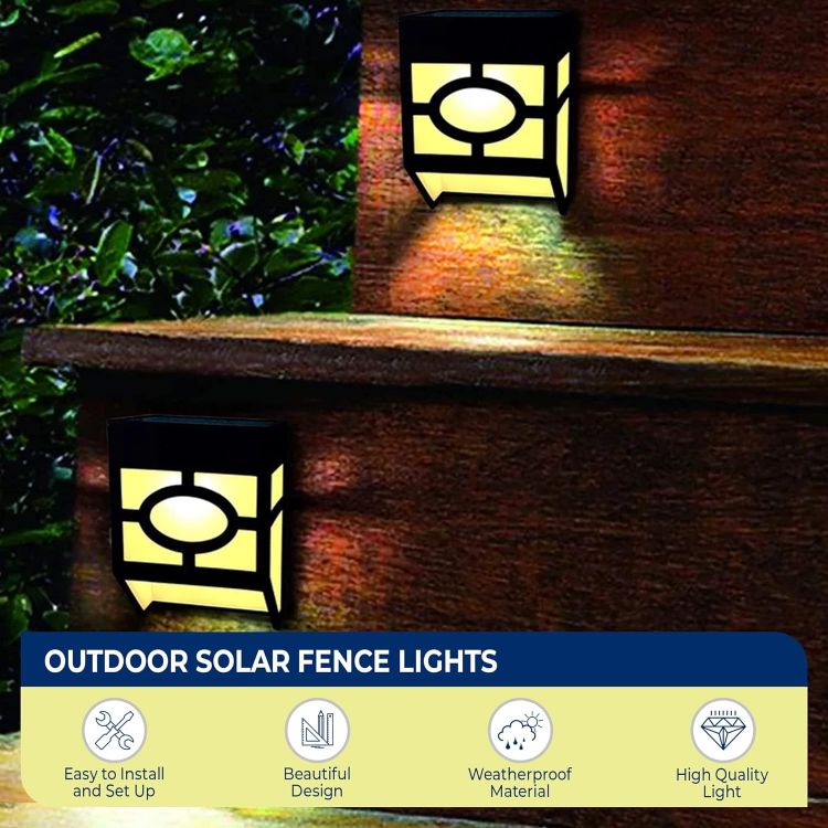 Picture of LED Outdoor Solar Wall Light – Waterproof, Fence Light, Energy Efficient, 8 Pack