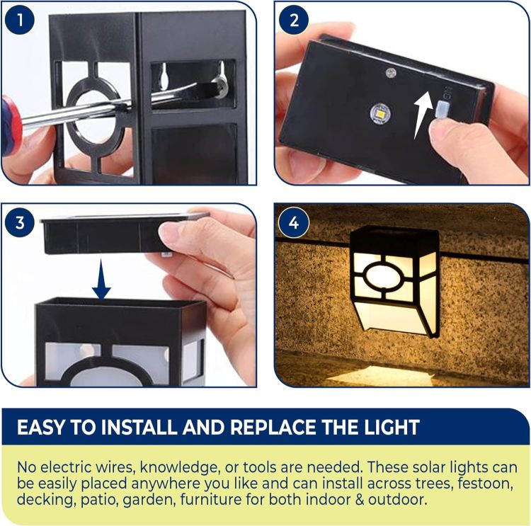 Picture of LED Outdoor Solar Wall Light – Waterproof, Fence Light, Energy Efficient, 8 Pack