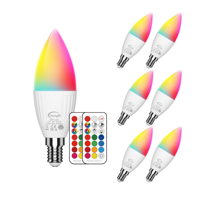 Picture of E14 LED Candle Light Bulbs 5W Colour Changing Light Bulb with Remote Control,Small Edison Screw Light Bulb 40W Equivalent