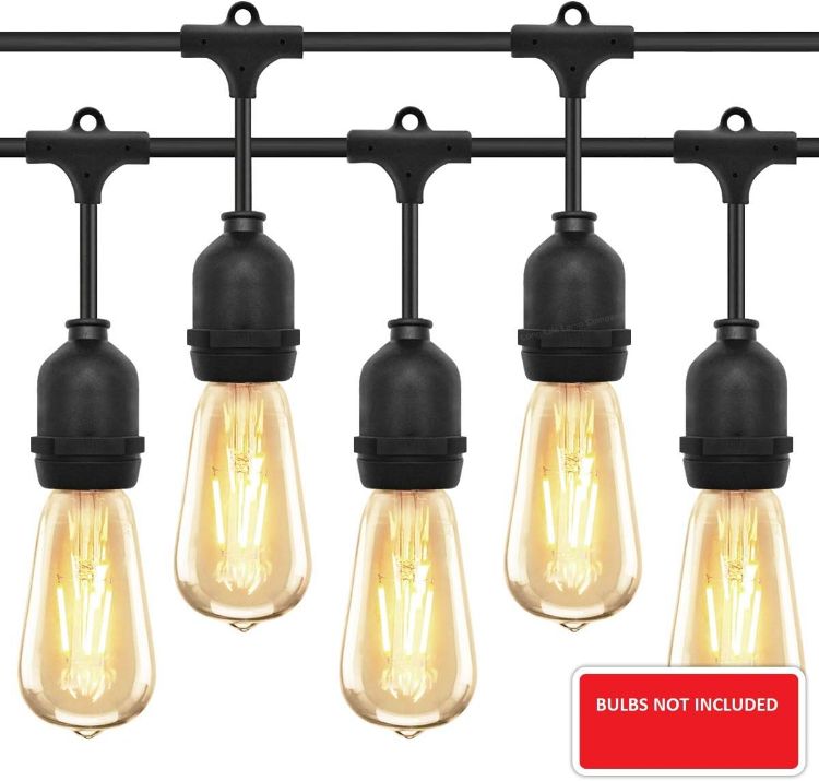 Picture of 10 metre Outdoor String Light Bulb Holders Heavy Duty 10 Lamp Weatherproof Festoon Light Fittings 7mm Thick Cable IP64