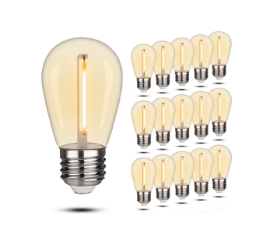 Show details for S14 1W LED Filament Bulbs, 2200K Warm White Plastic Edison Bulb, 130LM E27 Base for Waterproof Outdoor String Lights Bulbs pack of 15 Picture of S14 1W LED Filament Bulbs, 2200K Warm White Plastic Edison Bulb, 130LM E27 Base for Waterproof Outdoor String Lights Bulbs pack of 15