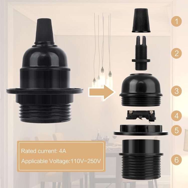 Picture of 7 PCS E27 Lamp Holder Vintage E27 Bulb Holder External Thread E27 Light Socket Holder DIY Pendant Light Fitting Socket 