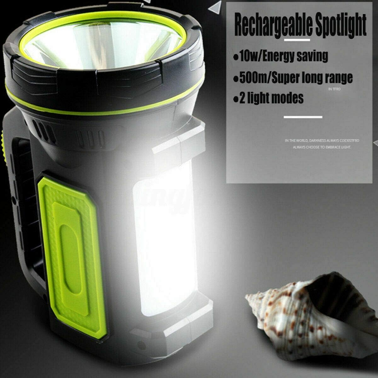 Picture of Torch Large Torch Flashlight LED Searchlight 2 Modes 1500LM Light Handheld Lamp White Light Rechargeable Led Searchlight Lantern Outdoor