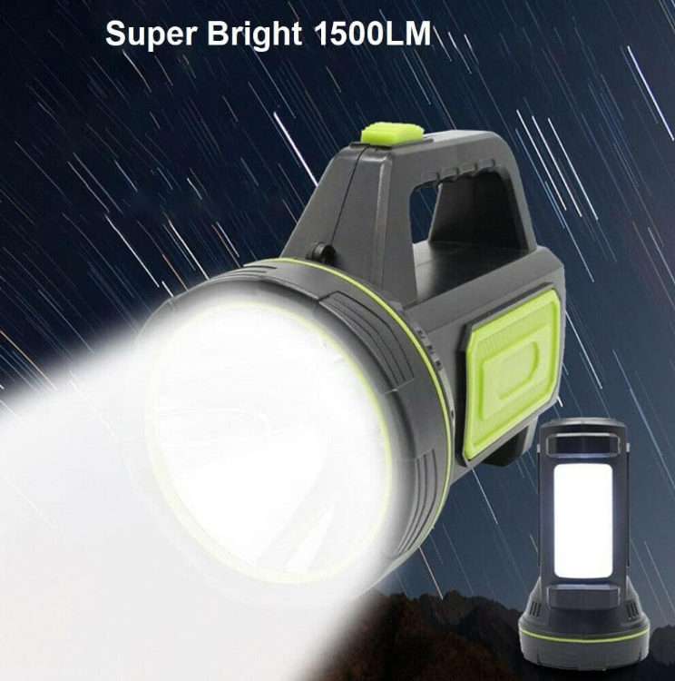 Picture of Torch Large Torch Flashlight LED Searchlight 2 Modes 1500LM Light Handheld Lamp White Light Rechargeable Led Searchlight Lantern Outdoor