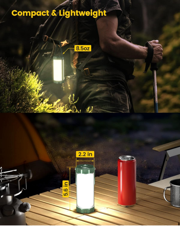 Picture of Survival Camping Lantern, 106LED with 5 Brightness, Up to 1200LM, 3 Modes & SOS, Rechargeable for 120hrs, IP68 Waterproof, Small & Light