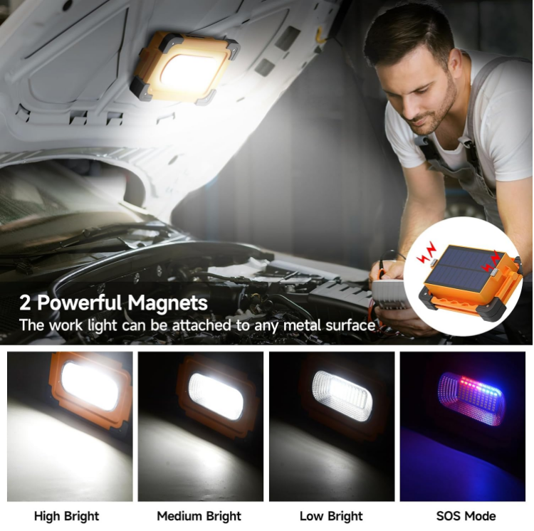 Picture of 80W Rechargeable LED Solar Light – IP65 Waterproof, 4 Modes, USB & Solar Charging, Security Light