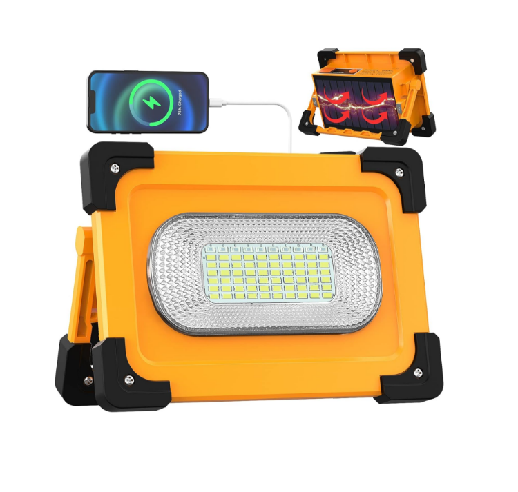 Picture of  Solar Rechargeable LED Work Light 80W, 4 Modes Portable LED Camping Light USB Floodlight 11000mAh Power Bank, IP65 Waterproof Outdoor Security Light for Car Repairing, Fishing, Emergency