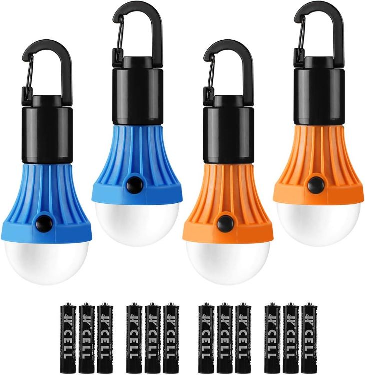 Picture of Camping Lights, Battery Powered Tent Lights, Warm White and Daylight Modes, Battery Lights for Power Cuts, Pack of 4 (AAA Battery Included)