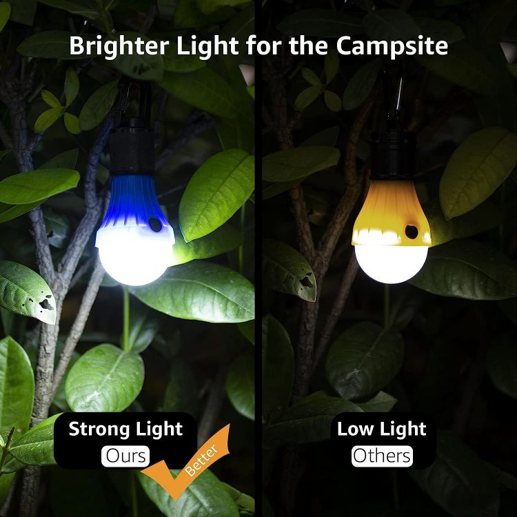 Picture of Camping Lights, Battery Powered Tent Lights, Warm White and Daylight Modes, Battery Lights for Power Cuts, Pack of 4 (AAA Battery Included)