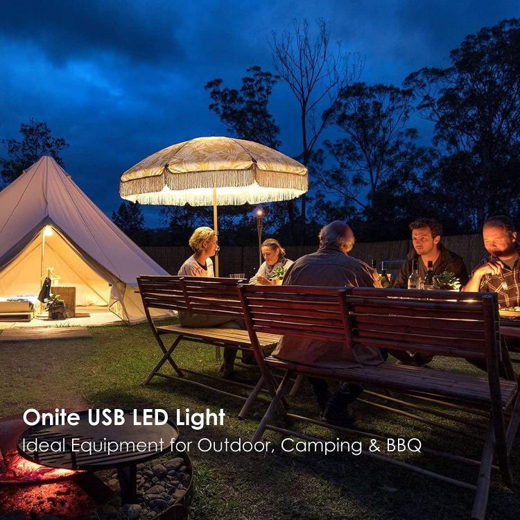 Picture of Camping Lights, 2 Pack USB LED Outdoor Lights Bulb with Splitter Y-Cable, 8ft Extra Length Cord Tent Shed Lights Work Light with Hooks