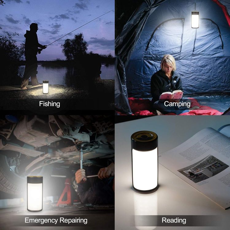 Picture of LED Camping Lights, Rechargeable Camping Lanterns with 400LM 5 Light Modes Water-Resistant (Orange, 2 Pack)
