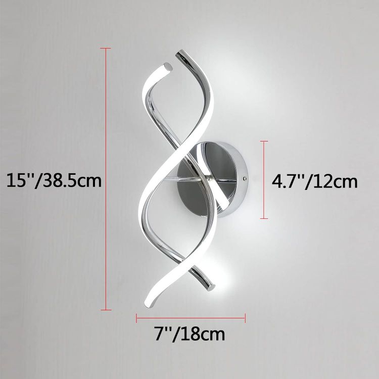 Picture of Wall Lamp LED Chrome Modern Elegant Spiral Indoor Wall Lights for Bedside Bedroom Living Room Hallway Wall Lighting Fixture Cool White Light 24W