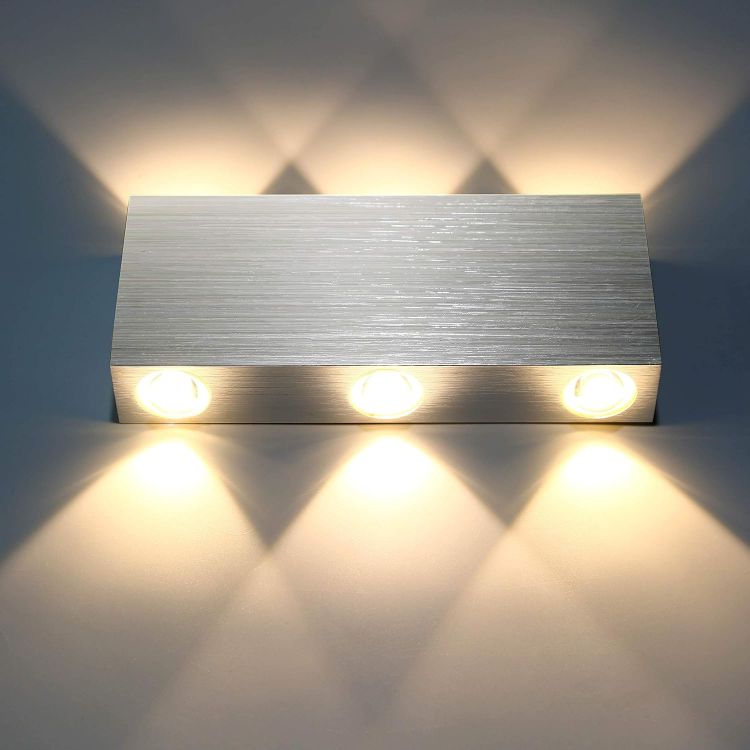 Picture of Led Wall Light Indoor Living Room Up Down Wall Light Silver Brushed Aluminum Wall Light for Bedroom Hallway Wall Lighting Fixture - 3200k Warm White
