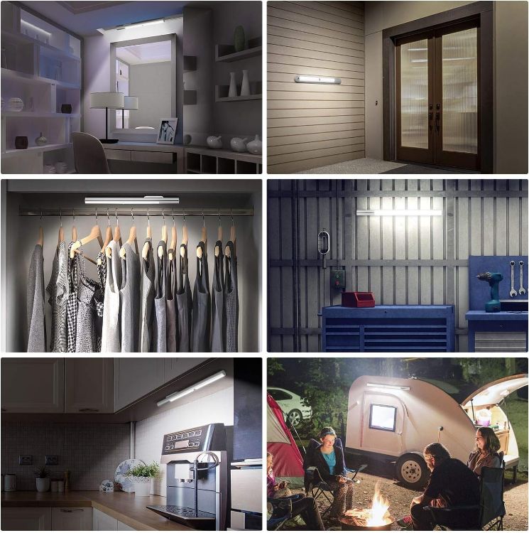 Picture of LED Closet Light Battery Powered, T401 Super Bright Wireless Under Cabinet Lighting | Motion Sensor | 4500mAh Rechargeable | Stick on Lights | 180 Days Battery Time