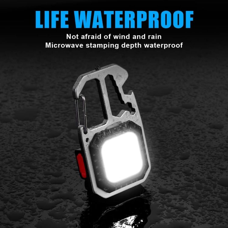 Picture of LED Camping Lantern, 2PCS Rechargeable 800 Lumens Small COB Keychain Mini Torch, Portable Mini Pocket Light