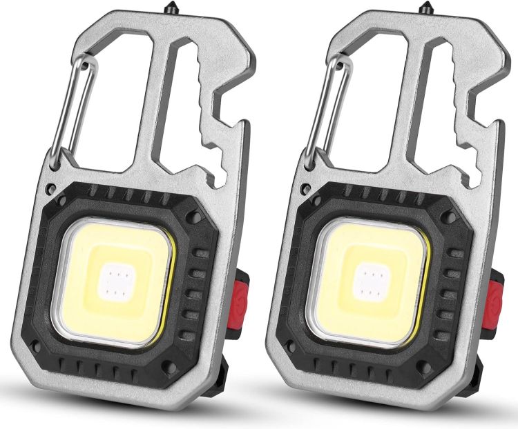 Picture of LED Camping Lantern, 2PCS Rechargeable 800 Lumens Small COB Keychain Mini Torch, Portable Mini Pocket Light