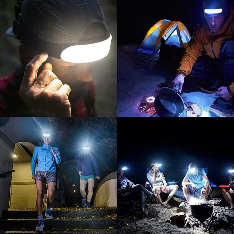 Picture of Head Torch, LED Head Torch, Ultra-Wide-Angle 220° Lighting Headlamp 90°Adjustable COB Rechargeable Headlight