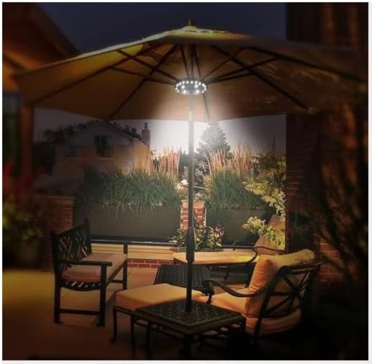 Picture of Parasol Light Patio Umbrella Light 3 Brightness Modes Cordless 28 LED Lights at 200 lumens-4 x AA Battery Operated