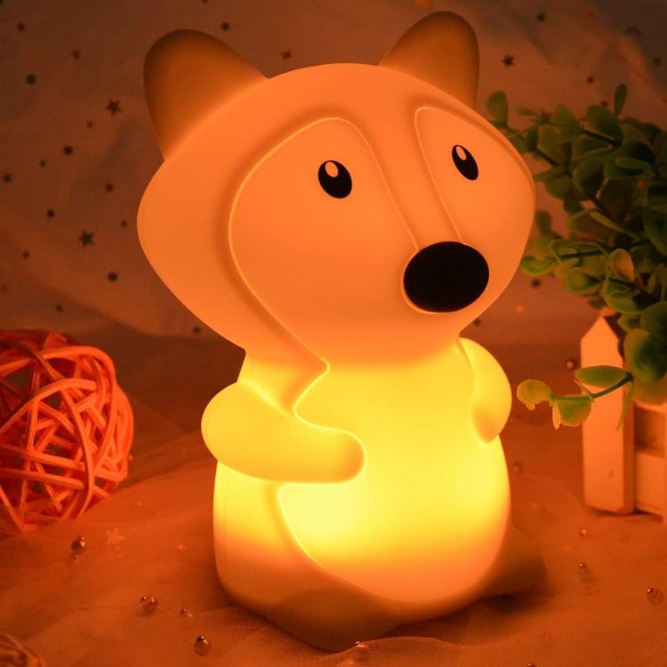 Picture of Large Fox Night Lights for Kids Silicone Night-Light Bedside lamp 9 Colors Decor Light Children's