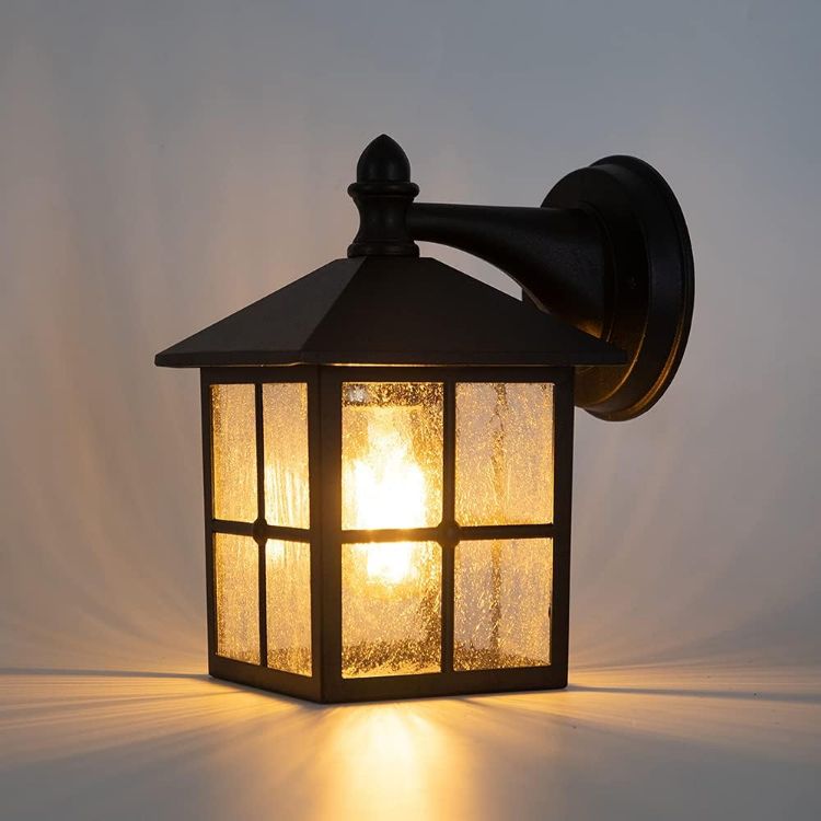 Picture of Vintage Outdoor Wall Lights Black Wall Mount Lantern Light Waterproof Aluminium Rustic Garden Decorative Lamp