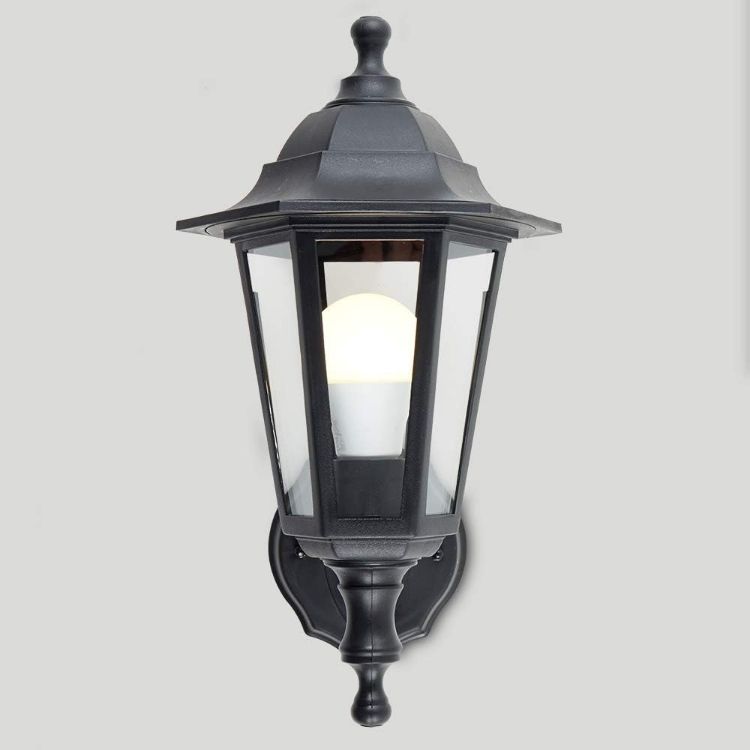 Picture of Traditional Style Black Outdoor Security IP44 Rated Wall Light Lantern