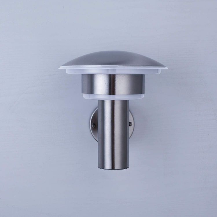 Picture of Outside Lights Mains Powered LED Outdoor Wall Light Silver Stainless Steel Exterior Light IP44 Weatherproof 3000K Warm White