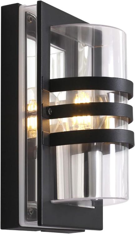 Picture of Stainless Steel Wall Lights Outdoor IP44 Waterproof Front Door Lights Mains Powered, HD PC Lampshade Lantern Lamp Outside
