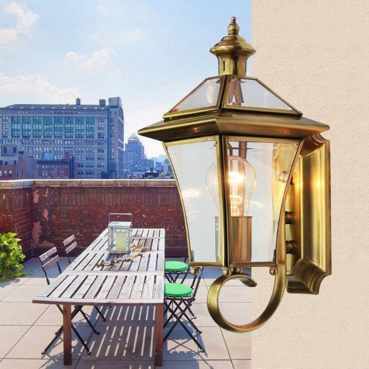 Picture of Luxury Brass Wall Light Outdoor Wall Lantern Lamp IP55 Waterproof Copper Garden Decoration 