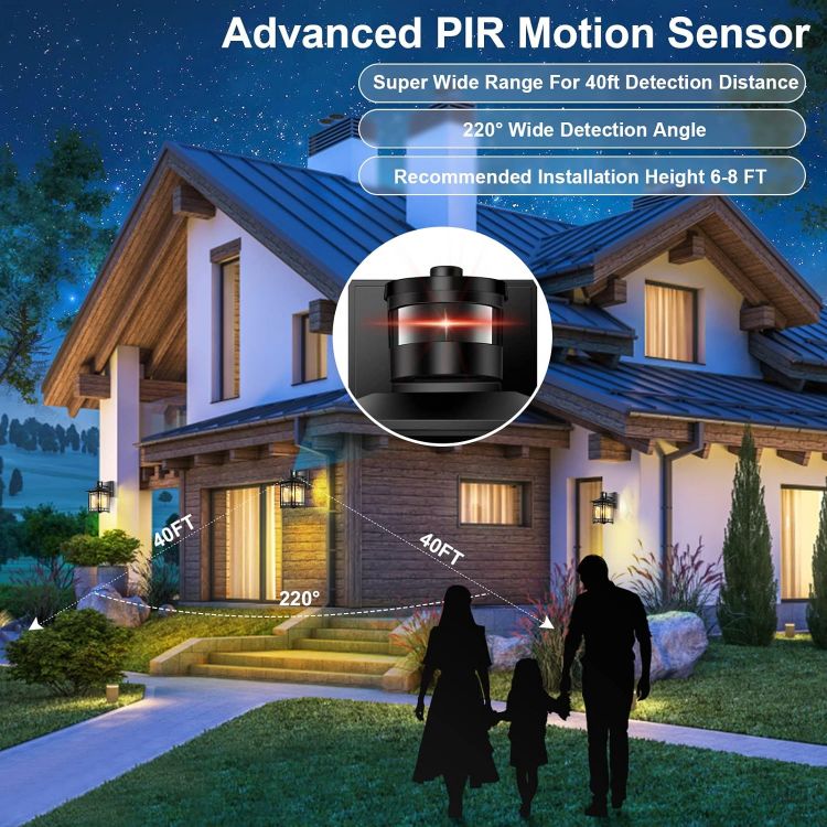Picture of Motion Sensor Outdoor Light Fixture - Dusk to Dawn, Exterior Lighting, Front Porch Light, Wall Sconce for House, Patio