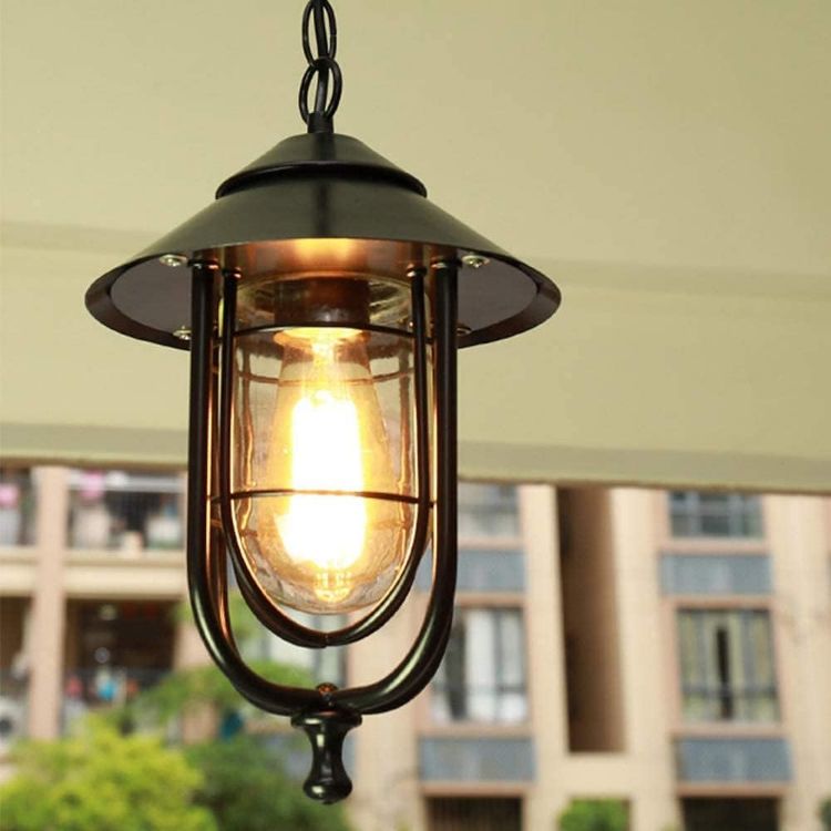 Picture of Vintage Pendant Lights Outdoor Waterproof Ceiling Lights Industrial Aluminum Glass Hanging Chandelier Lighting