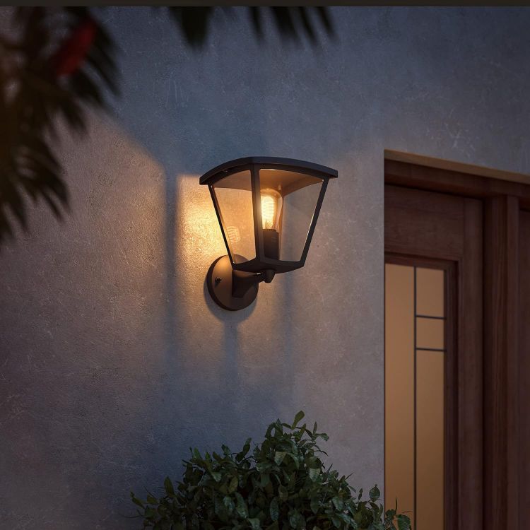 Picture of Inara White Smart Light Wall Lantern. (Black) for Outdoor Smart Home Lighting, Patio, Terrace and Garden