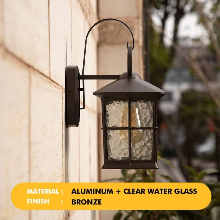 Picture of Vintage Outdoor Wall Lights Bronze Finish Wall Mount Lantern Light Waterproof Aluminium Rustic Garden Decorative Lamp for Porch Balcony Patio and Garage.