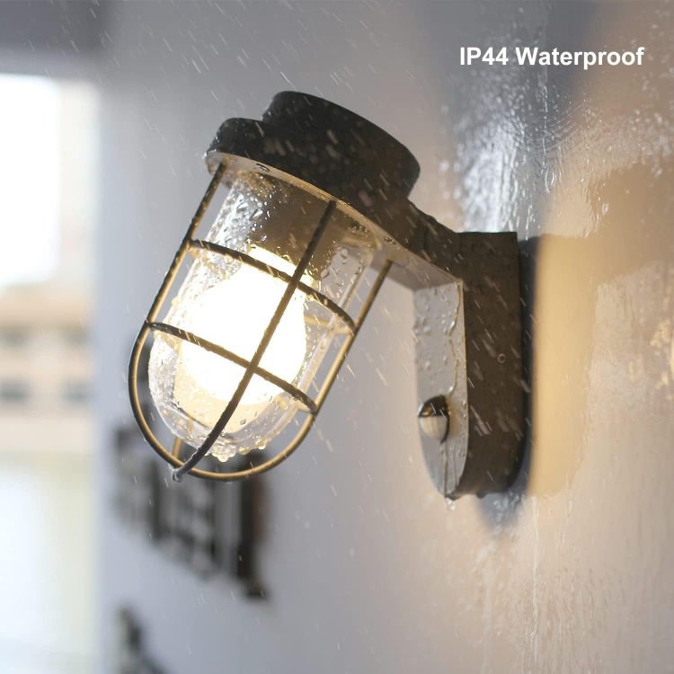 Picture of Outdoor Wall Light Mains Powered PIR IP44 Waterproof Outside Lights Lantern Style LED Motion Sensor with E27 Socket