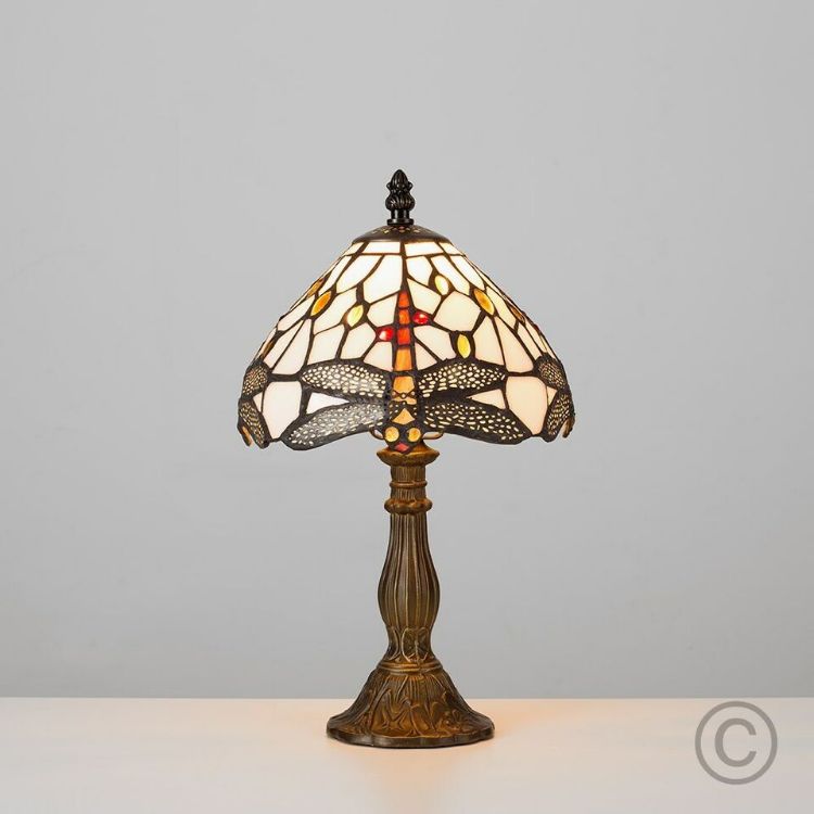 Picture of Stained Glass Table Lamp Traditional Mosaic Butterfly Lampshade 34CM Tall Light