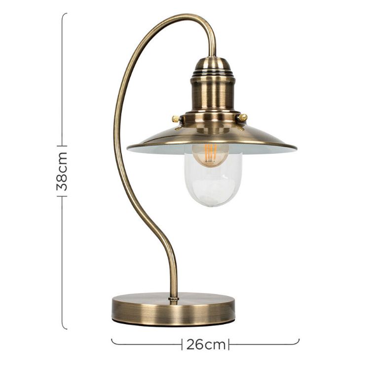 Picture of Traditional Table Lamp Antique Brass Bedside Living Room Reading Light LED Bulb