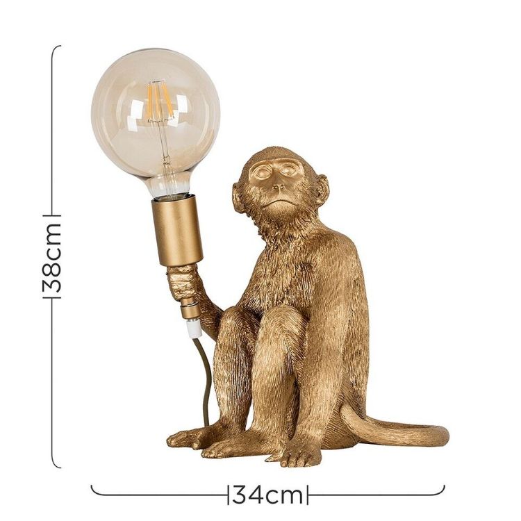 Picture of Animal Table Lamp Monkey Holding Bulb Living Room Bedside 32cm Tall Retro Light