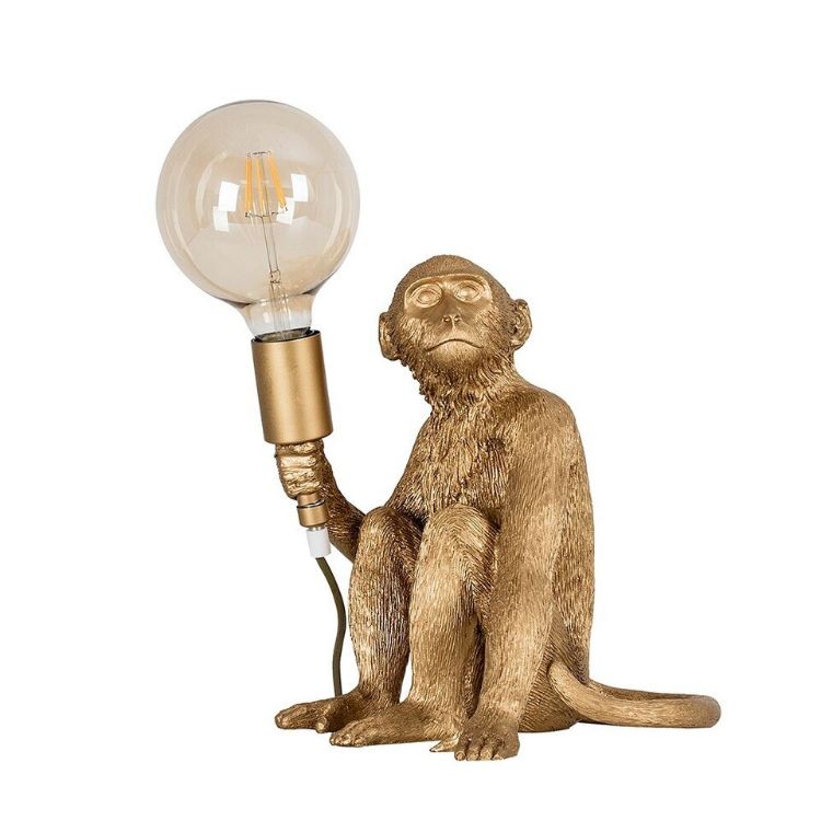 Picture of Animal Table Lamp Monkey Holding Bulb Living Room Bedside 32cm Tall Retro Light