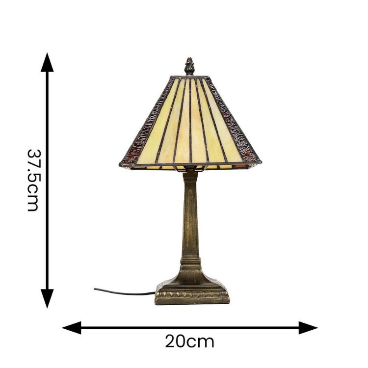 Picture of Traditional Tiffany Table Lamp Tinted Glass Shade Living Room Bedside Light