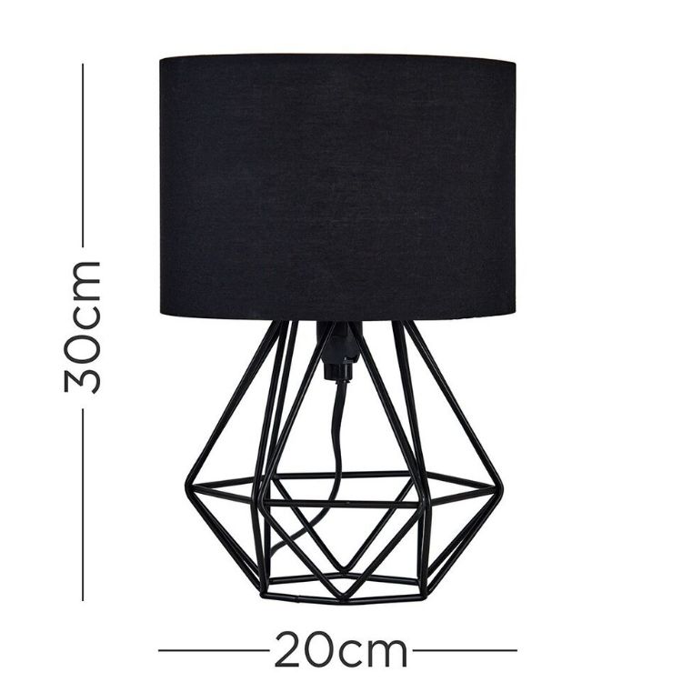 Picture of Table Lamp Metal Wire Base Large Lampshade Living Room Light LED Bulb Lighting