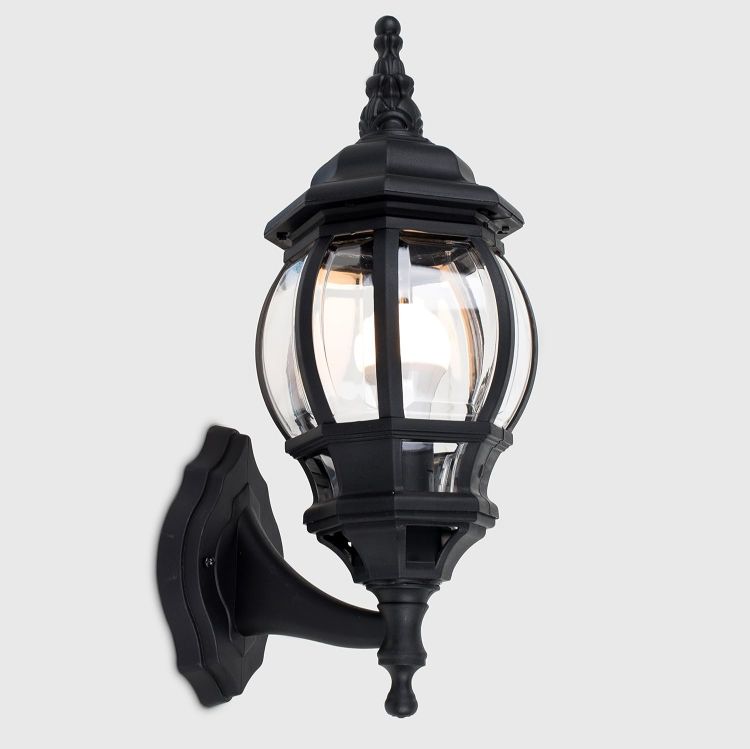 Picture of Traditional Large Black Outdoor IP44 Garden Outside Wall Light 6W LED GLS Bulb