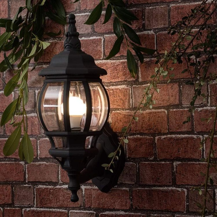 Picture of Traditional Large Black Outdoor IP44 Garden Outside Wall Light 6W LED GLS Bulb