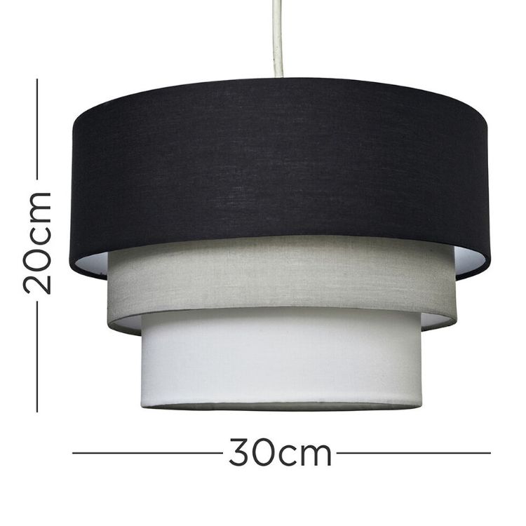 Picture of Fabric Ceiling Pendant Light Shade Lampshade Tiered Bedroom Living Room Lamp LED - Black