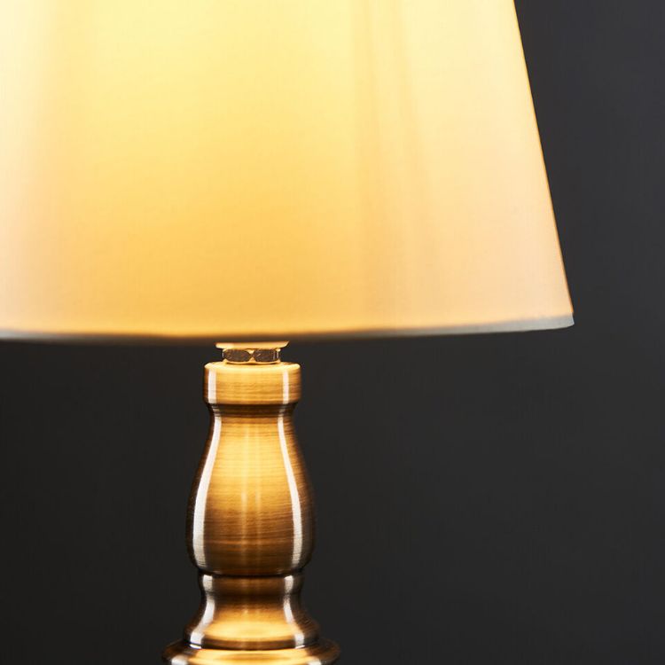 Picture of Antique Brass Touch Table Lamp Traditional 35CM Tall Light Tapered White Shade