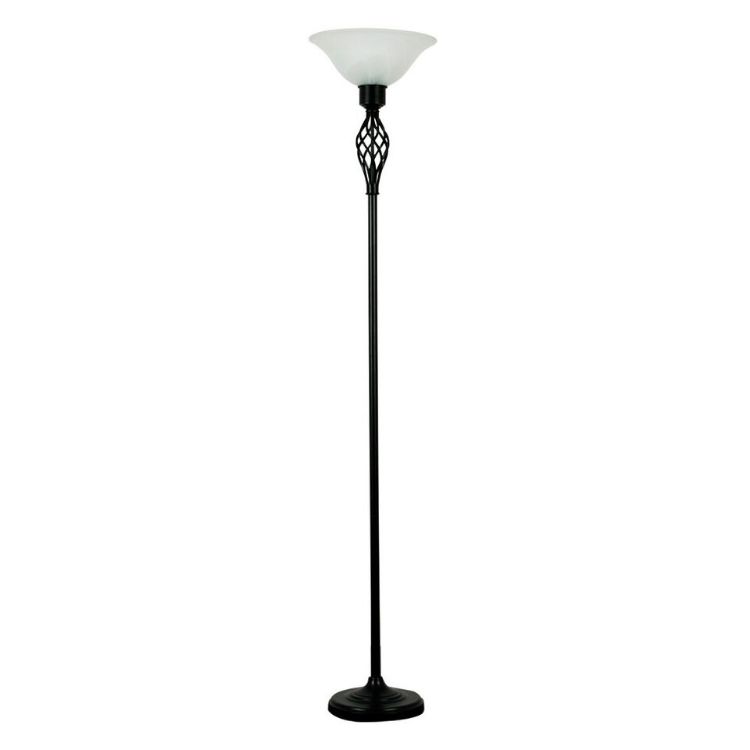 Picture of Traditional Barley Twist Floor Lamp Uplighter Standard Light Glass Shade Lounge