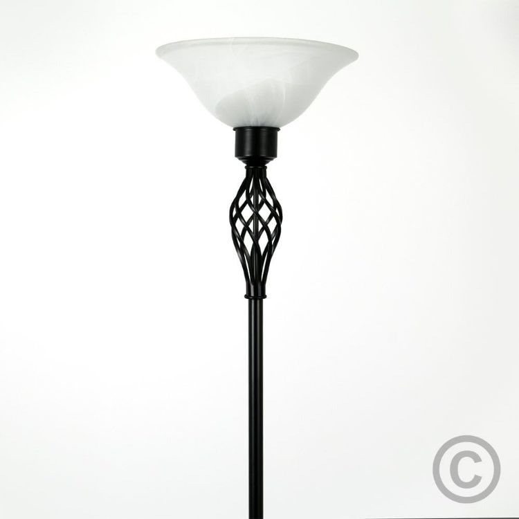 Picture of Traditional Barley Twist Floor Lamp Uplighter Standard Light Glass Shade Lounge