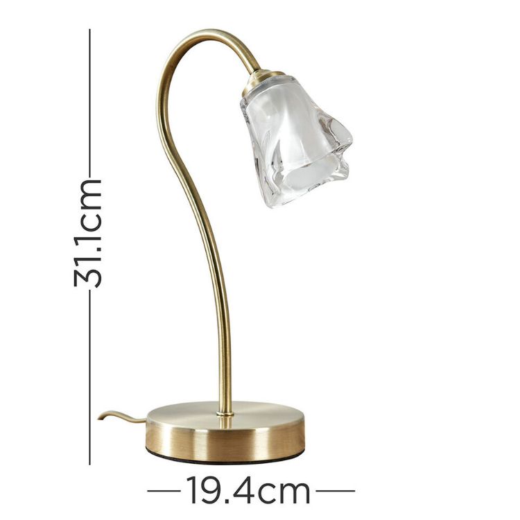 Picture of Touch Table Lamp Antique Brass Dimmable Dimmer Bedside Lounge Light LED Bulb