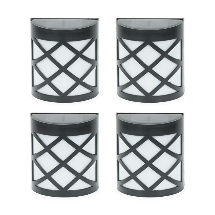 Picture of Pack of 4 - Black Diamond Solar Fence Lights, Solar Wall Light for Posts, Patio Outdoor Garden Lighting Warm White
