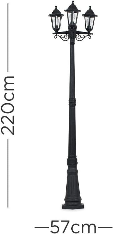 Picture of Victorian 220cm Black 3 Way Lantern Outdoor Garden Lamp Post LED Lighting IP44