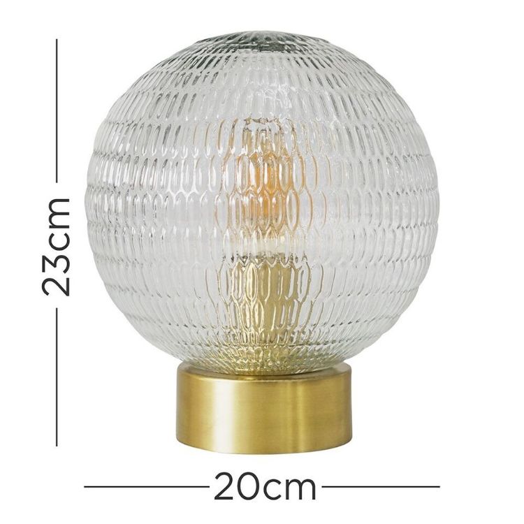 Picture of Vintage Brass Table Lamp Glass Globe Shade Bedside Living Room Light LED Bulb